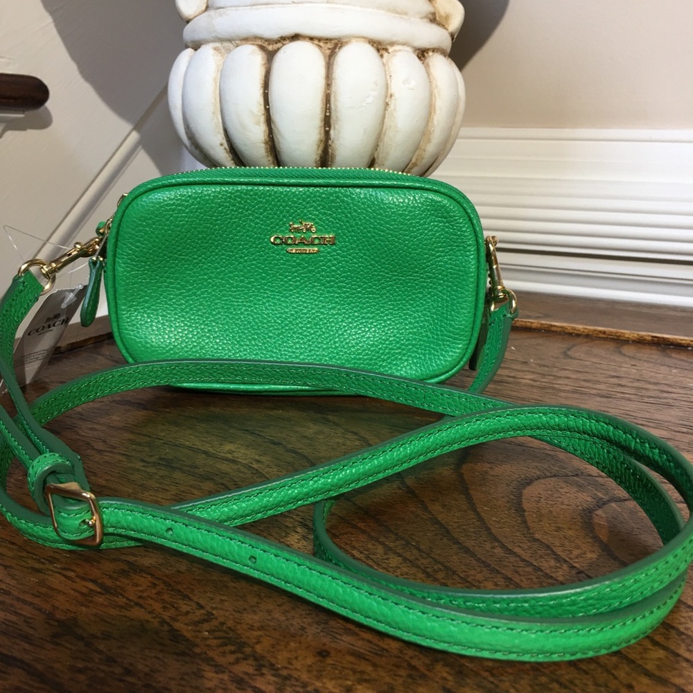 Coach Xbody Pouch in Green Leather - Picture 5 of 9